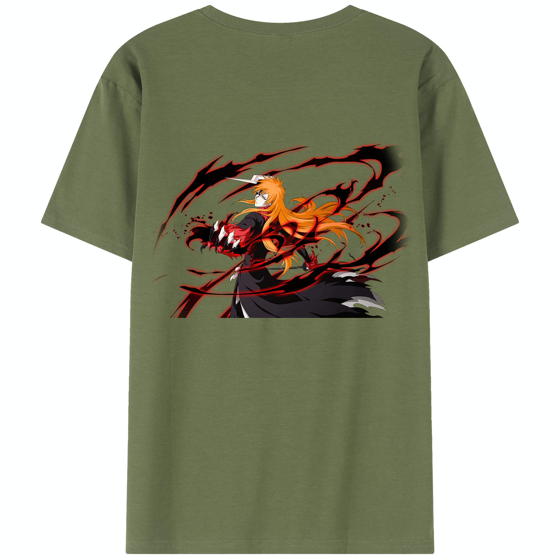 （画像用） ブリーチ 黒崎一護（くろさき いちご）BLEACH Kurosaki Ichigo 綿100％半袖Tシャツ（背面プリント）